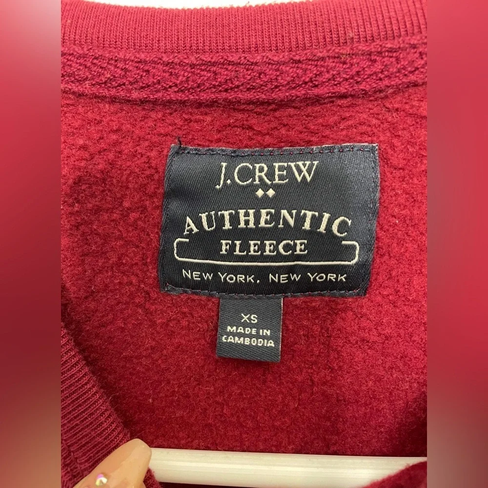 Red J.Crew crewneck, authentic fleece size extra small